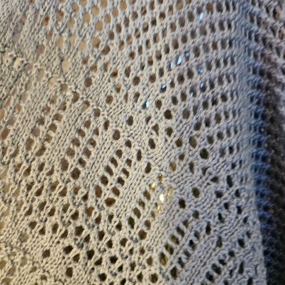 Women’s Small Blue-Gray Open Knit Lightweight Cardigan Sweater – New Cute Boho - Picture 4 of 4